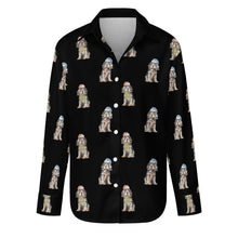 Load image into Gallery viewer, Watercolor Black Tan Cocker Spaniels Christmas Women&#39;s Shirt-Apparel-Apparel, Christmas, Cocker Spaniel, Dog Mom Gifts, Shirt-Midnight Black-S-11