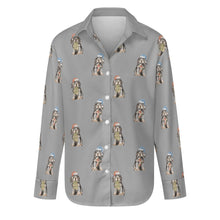 Load image into Gallery viewer, Watercolor Black Tan Cocker Spaniels Christmas Women&#39;s Shirt-Apparel-Apparel, Christmas, Cocker Spaniel, Dog Mom Gifts, Shirt-Parisian Gray-S-35