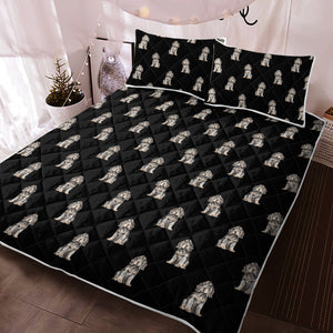 Watercolor Black Tan Cocker Spaniels Quilted Bedding Set - 5 Colors-Bedding-Bedding, Blankets, Cocker Spaniel, Home Decor-5