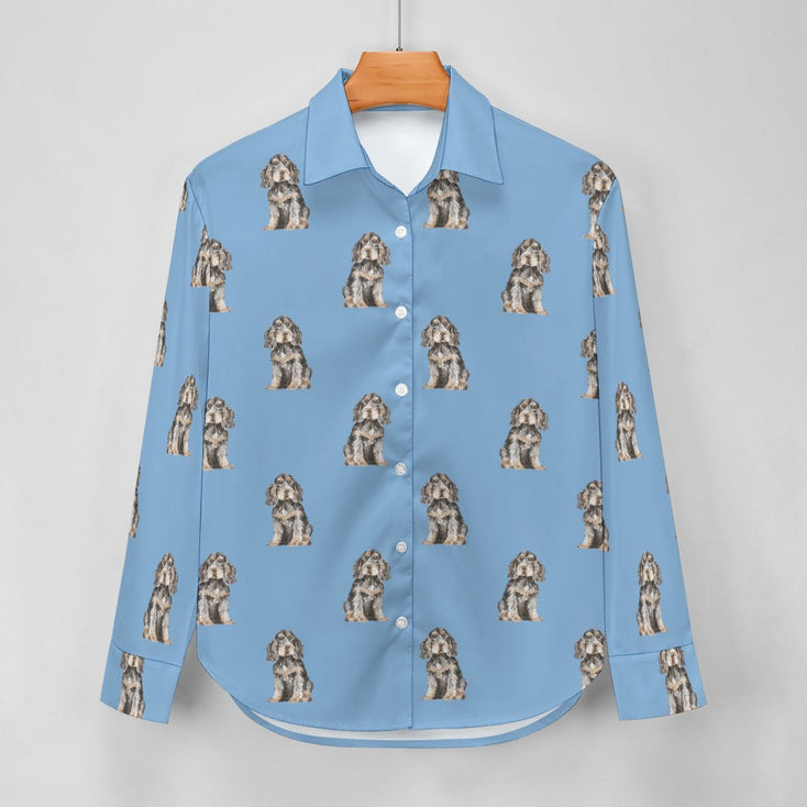 Watercolor Black Tan Cocker Spaniels Women's Shirt-Apparel-Apparel, Cocker Spaniel, Dog Mom Gifts, Shirt-22