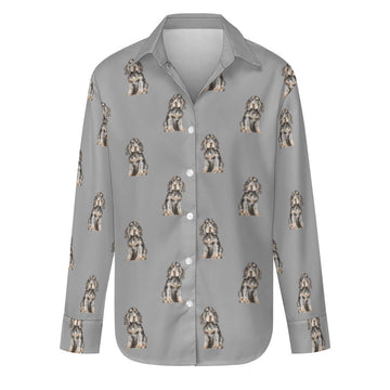 Watercolor Black Tan Cocker Spaniels Women's Shirt-Apparel-Apparel, Cocker Spaniel, Dog Mom Gifts, Shirt-Parisian Gray-S-35