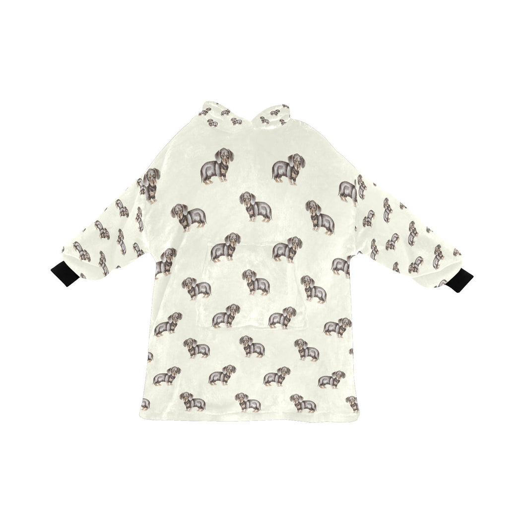 Watercolor Black Tan Dachshund Puppy Blanket Hoodie-Blanket-Apparel, Blanket Hoodie, Blankets, Dachshund, Dog Mom Gifts-Ivory Cream-ONE SIZE-11