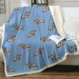 Watercolor Black Tan Dachshund Puppy Fleece Blanket - 8 Colors-Blanket-Bedding, Blankets, Dachshund, Home Decor-12