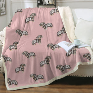 Watercolor Black Tan Dachshund Puppy Fleece Blanket - 8 Colors-Blanket-Bedding, Blankets, Dachshund, Home Decor-13