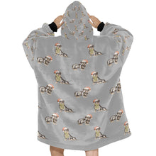 Load image into Gallery viewer, Watercolor Black Tan Dachshunds Christmas Blanket Hoodie-Blanket-Apparel, Blanket Hoodie, Blankets, Christmas, Dachshund, Dog Mom Gifts-32