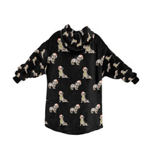 Load image into Gallery viewer, Watercolor Black Tan Dachshunds Christmas Blanket Hoodie-Blanket-Apparel, Blanket Hoodie, Blankets, Christmas, Dachshund, Dog Mom Gifts-34