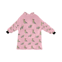 Load image into Gallery viewer, Watercolor Black Tan Dachshunds Christmas Blanket Hoodie-Blanket-Apparel, Blanket Hoodie, Blankets, Christmas, Dachshund, Dog Mom Gifts-Pink-ONE SIZE-3