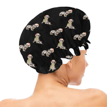 Load image into Gallery viewer, Watercolor Black Tan Dachshunds Christmas Elastic Reusable Shower Caps-Accessories-Accessories, Christmas, Dachshund, Dog Mom Gifts-36