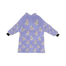 Load image into Gallery viewer, Watercolor Black Tan English Bulldogs Puppies Christmas Blanket Hoodie-Blanket-Apparel, Blanket Hoodie, Blankets, Christmas, Dog Mom Gifts, English Bulldog-Lavender Purple-ONE SIZE-31