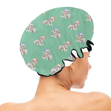 Load image into Gallery viewer, Watercolor Black Tan English Bulldogs Puppies Christmas Elastic Reusable Shower Caps-Accessories-Accessories, Christmas, Dog Mom Gifts, English Bulldog-15