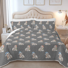 Load image into Gallery viewer, Watercolor Black Tan English Bulldogs Puppies Christmas Quilted Bedding Set-Bedding-Bedding,Blankets,Christmas,English Bulldog,Home Decor-Parisian Gray-Twin-With Matching Pillowcases-14