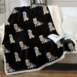 Watercolor Black Tan Shiba Inus Christmas Blanket - 8 Colors-Blanket-Bedding, Blankets, Christmas, Home Decor, Shiba Inu-15