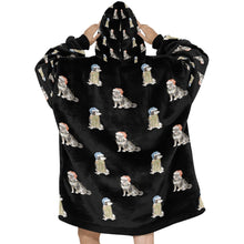 Load image into Gallery viewer, Watercolor Black Tan Shiba Inus Christmas Blanket Hoodie-Blanket-Apparel, Blanket Hoodie, Blankets, Dog Mom Gifts, Shiba Inu-12