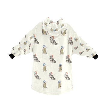 Watercolor Black Tan Shiba Inus Christmas Blanket Hoodie-Blanket-Apparel, Blanket Hoodie, Blankets, Dog Mom Gifts, Shiba Inu-14