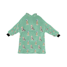 Load image into Gallery viewer, Watercolor Black Tan Shiba Inus Christmas Blanket Hoodie-Blanket-Apparel, Blanket Hoodie, Blankets, Dog Mom Gifts, Shiba Inu-Mint Green-ONE SIZE-28