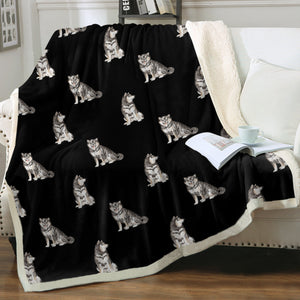 Watercolor Black Tan Shiba Inus Fleece Blanket - 8 Colors-Blanket-Bedding, Blankets, Home Decor, Shiba Inu-8