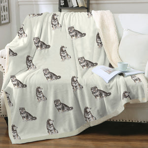 Watercolor Black Tan Shiba Inus Fleece Blanket - 8 Colors-Blanket-Bedding, Blankets, Home Decor, Shiba Inu-Ivory Cream-Single-18