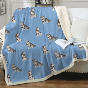 Watercolor Black Tan Shiba Inus Fleece Blanket - 8 Colors-Blanket-Bedding, Blankets, Home Decor, Shiba Inu-Sky Blue-Single-19