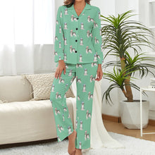 Load image into Gallery viewer, Watercolor Black Tri Shelties Collies Christmas Pajamas Set for Women-Pajamas-Apparel, Christmas, Dog Mom Gifts, Pajamas, Rough Collie, Shetland Sheepdog-Mint Green-S-8