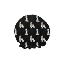 Load image into Gallery viewer, Watercolor Black Tri Springer Spaniel Christmas Elastic Reusable Shower Caps-Accessories-Accessories, Christmas, Dog Mom Gifts, English Springer Spaniel-18