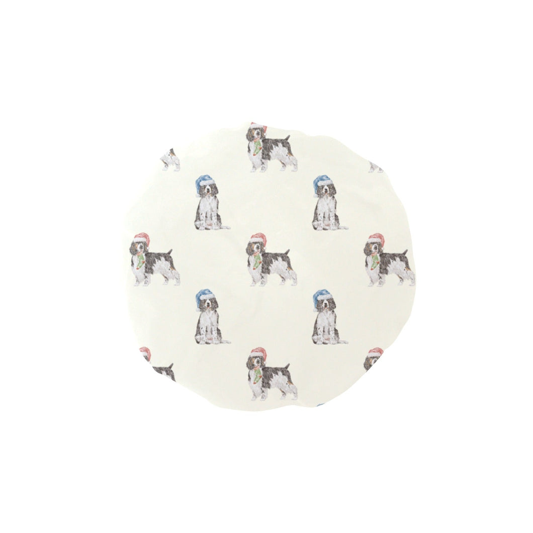 Watercolor Black Tri Springer Spaniel Christmas Elastic Reusable Shower Caps-Accessories-Accessories, Christmas, Dog Mom Gifts, English Springer Spaniel-Ivory2-ONE SIZE-1