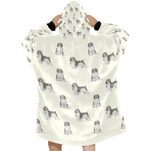 Load image into Gallery viewer, Watercolor Black Tri Springer Spaniels Blanket Hoodie-Blanket-Apparel, Blanket Hoodie, Blankets, Dog Mom Gifts, English Springer Spaniel-13