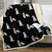 Load image into Gallery viewer, Watercolor Black Tri Springer Spaniels Christmas Blanket - 8 Colors-Blanket-Bedding, Blankets, Christmas, English Springer Spaniel, Home Decor-8