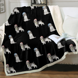 Watercolor Black Tri Springer Spaniels Christmas Blanket - 8 Colors-Blanket-Bedding, Blankets, Christmas, English Springer Spaniel, Home Decor-8