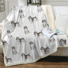 Load image into Gallery viewer, Watercolor Black Tri Springer Spaniels Fleece Blanket - 8 Colors-Blanket-Bedding, Blankets, English Springer Spaniel, Home Decor-14