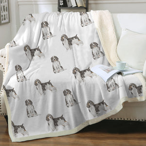 Watercolor Black Tri Springer Spaniels Fleece Blanket - 8 Colors-Blanket-Bedding, Blankets, English Springer Spaniel, Home Decor-14