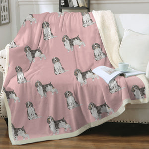 Watercolor Black Tri Springer Spaniels Fleece Blanket - 8 Colors-Blanket-Bedding, Blankets, English Springer Spaniel, Home Decor-13