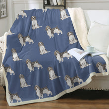 Load image into Gallery viewer, Watercolor Black Tri Springer Spaniels Fleece Blanket - 8 Colors-Blanket-Bedding, Blankets, English Springer Spaniel, Home Decor-17