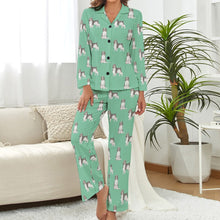 Load image into Gallery viewer, Watercolor Black Tri Springer Spaniels Pajamas Set for Women-Pajamas-Apparel, Dog Mom Gifts, English Springer Spaniel, Pajamas-S-Mint Green-7