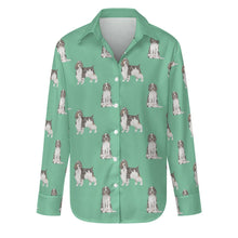 Load image into Gallery viewer, Watercolor Black Tri Springer Spaniels Women&#39;s Shirt-Apparel-Apparel, Dog Mom Gifts, English Springer Spaniel, Shirt-Mint Green-S-32