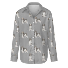 Load image into Gallery viewer, Watercolor Black Tri Springer Spaniels Women&#39;s Shirt-Apparel-Apparel, Dog Mom Gifts, English Springer Spaniel, Shirt-Parisian Gray-S-35