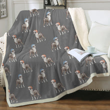 Load image into Gallery viewer, Watercolor Black White Boxer Dogs Christmas Blanket - 8 Colors-Blanket-Bedding, Blankets, Boxer, Home Decor-10