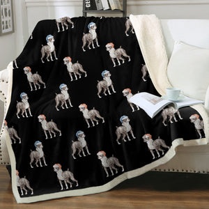 Watercolor Black White Boxer Dogs Christmas Blanket - 8 Colors-Blanket-Bedding, Blankets, Boxer, Home Decor-15