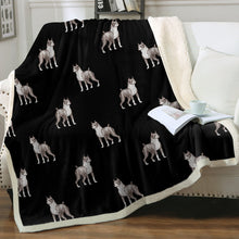 Load image into Gallery viewer, Watercolor Black White Boxer Dogs Fleece Blanket - 8 Colors-Blanket-Bedding, Blankets, Boxer, Home Decor-7