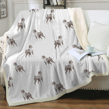Watercolor Black White Boxer Dogs Fleece Blanket - 8 Colors-Blanket-Bedding, Blankets, Boxer, Home Decor-22