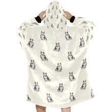 Load image into Gallery viewer, Watercolor Black White Bull Terrier Blanket Hoodie-Blanket-Apparel, Blanket Hoodie, Blankets, Bull Terrier, Dog Mom Gifts-13