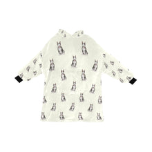 Load image into Gallery viewer, Watercolor Black White Bull Terrier Blanket Hoodie-Blanket-Apparel, Blanket Hoodie, Blankets, Bull Terrier, Dog Mom Gifts-Ivory White-ONE SIZE-14