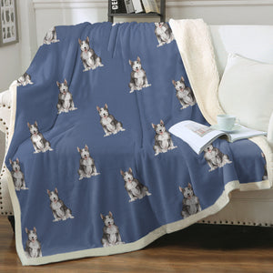 Watercolor Black White Bull Terrier Fleece Blanket - 8 Colors-Blanket-Bedding, Blankets, Bull Terrier, Home Decor-9