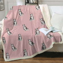 Load image into Gallery viewer, Watercolor Black White Bull Terrier Fleece Blanket - 8 Colors-Blanket-Bedding, Blankets, Bull Terrier, Home Decor-13