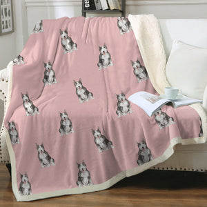 Watercolor Black White Bull Terrier Fleece Blanket - 8 Colors-Blanket-Bedding, Blankets, Bull Terrier, Home Decor-13