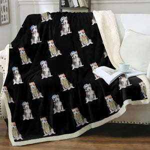 Watercolor Black White Bull Terriers Christmas Blanket - 8 Colors-Blanket-Bedding, Blankets, Bull Terrier, Christmas, Home Decor-15