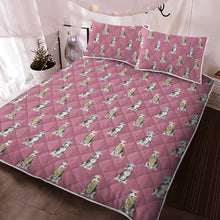 Load image into Gallery viewer, Watercolor Black White Bull Terriers Christmas Quilted Bedding Set-Bedding-Bedding, Blankets, Bull Terrier, Christmas, Home Decor-Dusty Pink-With Matching Pillowcases-Twin-11