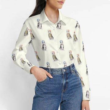 Watercolor Black White Bull Terriers Christmas Womens Shirt 8 360x