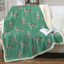 Load image into Gallery viewer, Watercolor Black White Greyhounds Whippets Christmas Blanket - 8 Colors-Blanket-Bedding, Blankets, Christmas, Greyhound, Home Decor, Whippet-6