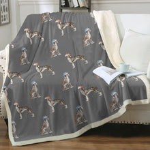 Load image into Gallery viewer, Watercolor Black White Greyhounds Whippets Christmas Blanket - 8 Colors-Blanket-Bedding, Blankets, Christmas, Greyhound, Home Decor, Whippet-7