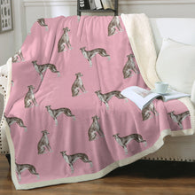 Load image into Gallery viewer, Watercolor Black White Greyhounds Whippets Fleece Blanket - 8 Colors-Blanket-Bedding, Blankets, Greyhound, Home Decor, Whippet-16